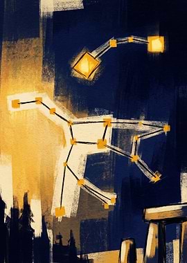 Constellation Art Over Ancient Ruins