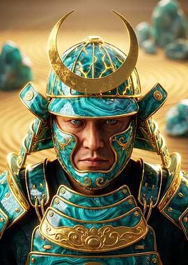 Malachite Samurai Warrior Portrait