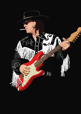 Stevie Ray Vaughan Guitarist Illustration