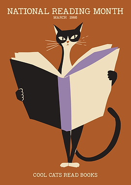 National Reading Month Cat Poster