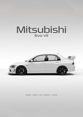 sleek minimalist Evolution VII white Poster