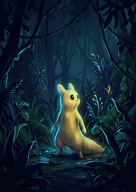 Glowing Slugcat in Dark Forest