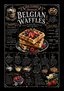 Homemade Belgian Waffles Recipe Poster