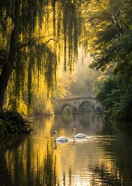 Swans on a Golden Pond