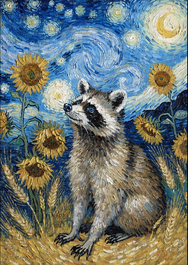 Raccoon in Van Gogh Style