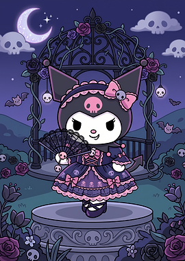 Kuromi in Gothic Lolita Garden
