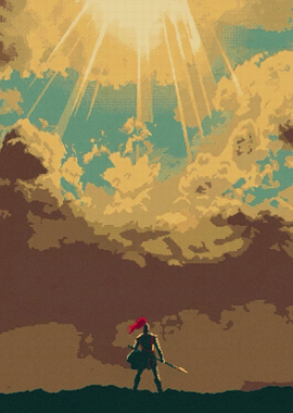 Spartan Warrior Under Golden Sky