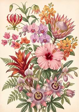 Exotic Tropical Botanical Flower Arrangement