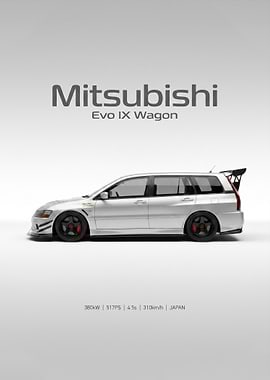 minimalist Evo IX Wagon sleek Poster
