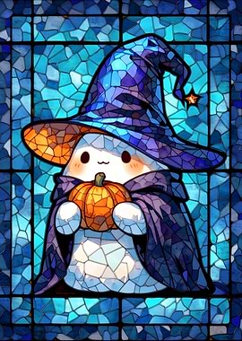 Stained Glass Cute Halloween Ghost