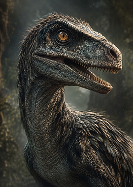 Feathered Velociraptor Portrait