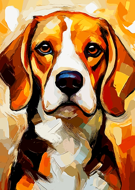 Abstract Impressionist Beagle Portrait