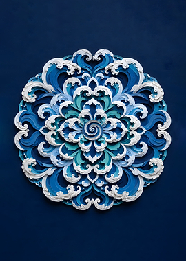 Ocean Wave Pattern Mandala 3D Papercraft
