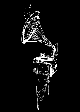 Abstract Sketch of a Vintage Gramophone