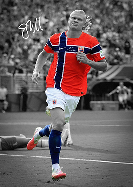 Erling Haaland Norway Soccer Poster