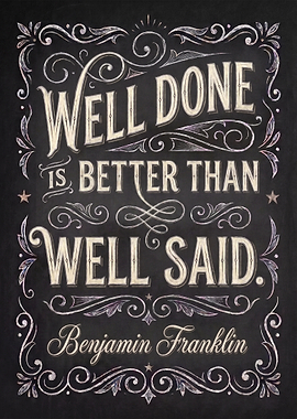 Benjamin Franklin Inspirational Chalkboard Quote