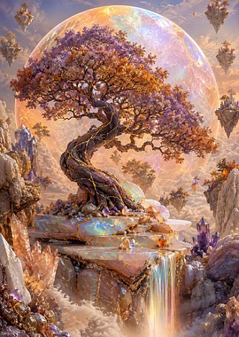Ethereal Crystal Bonsai Tree Landscape