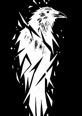 Abstract Geometric Raven Silhouette