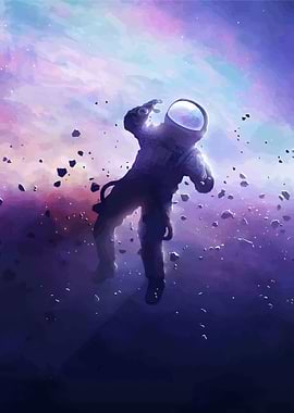 Astronaut Floating in Deep Space