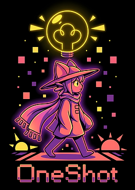 OneShot Niko Neon Pixel Art