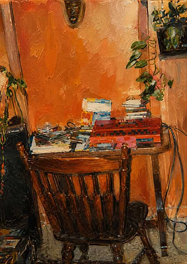 Oil Painting of a Music Studio
