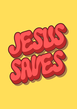 Jesus Saves Bubble Letter Typography
