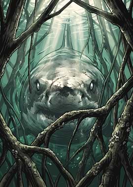 Great White Shark in Mangroves