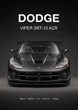 black sleek Viper SRT-10 ACR Poster