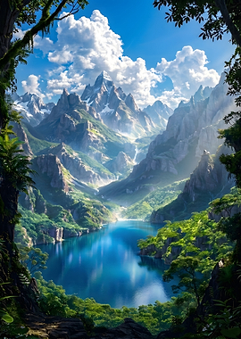 Majestic Mountain Lake Valley Landscape