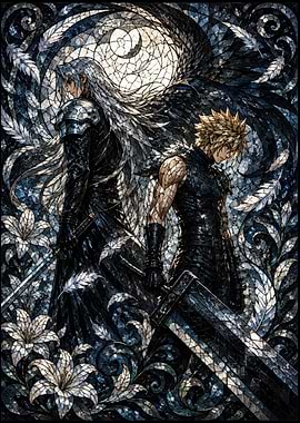 Cloud and Sephiroth Stained Glass Art