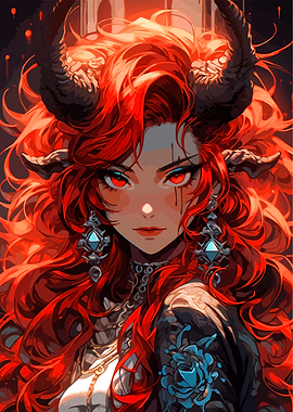 Fiery Demon Queen Anime Portrait
