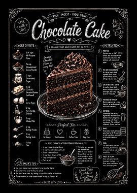 Chocolate Cake Recipe Chalkboard Art