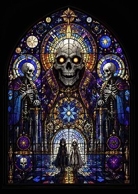 Gothic Stained Glass Skeleton Cathedral