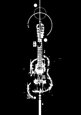 Abstract Geometric Guitar Illustration