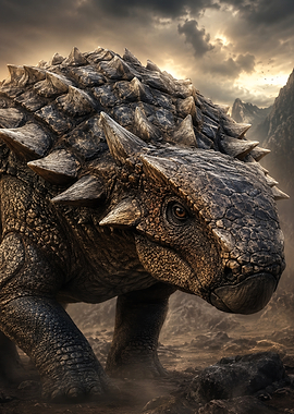 Ankylosaurus in a Dramatic Landscape