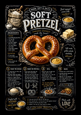 Soft Pretzel Recipe Chalkboard Art