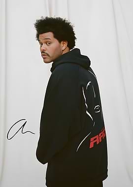The Weeknd Wearing Graphic Black Hoodie