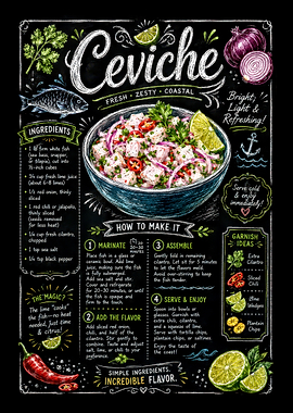 Ceviche Recipe Chalkboard Art