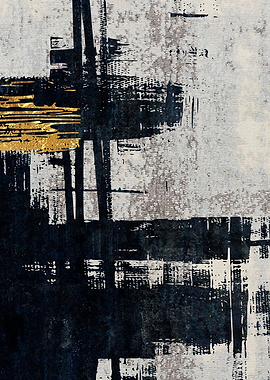 Abstract Gold and Black Brushstrokes
