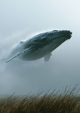 Humpback Whale Flying Over Grass