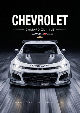 white fast ZL1 1LE sleek Poster