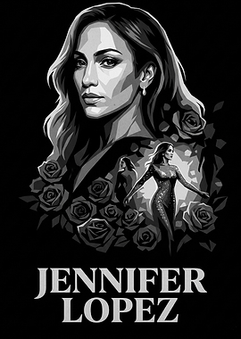 Jennifer Lopez Black and White Portrait