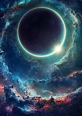 Ethereal Planet Eclipse in Deep Space
