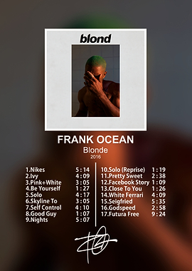Frank Ocean Blonde Album Tracklist Poster