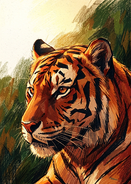 Majestic Tiger Portrait Illustration