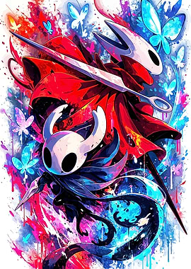 Hollow Knight and Hornet Watercolor Art