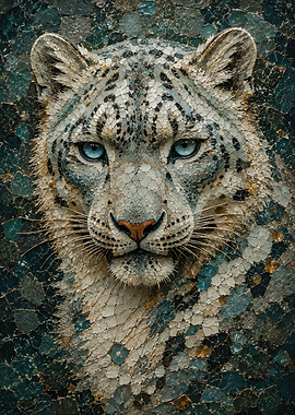 Mosaic Snow Leopard Portrait