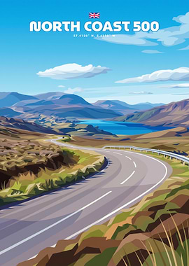 North Coast 500 Scotland Travel Poster