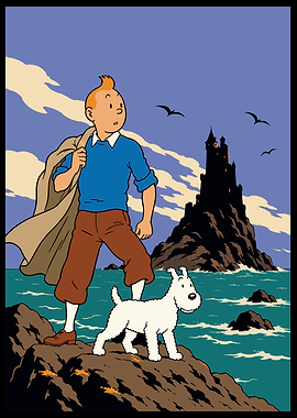Tintin and Snowy at Black Island