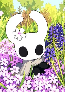 The hollow Knight in a Flower Field